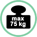 Peso massimo sostenuto 75 Kg.